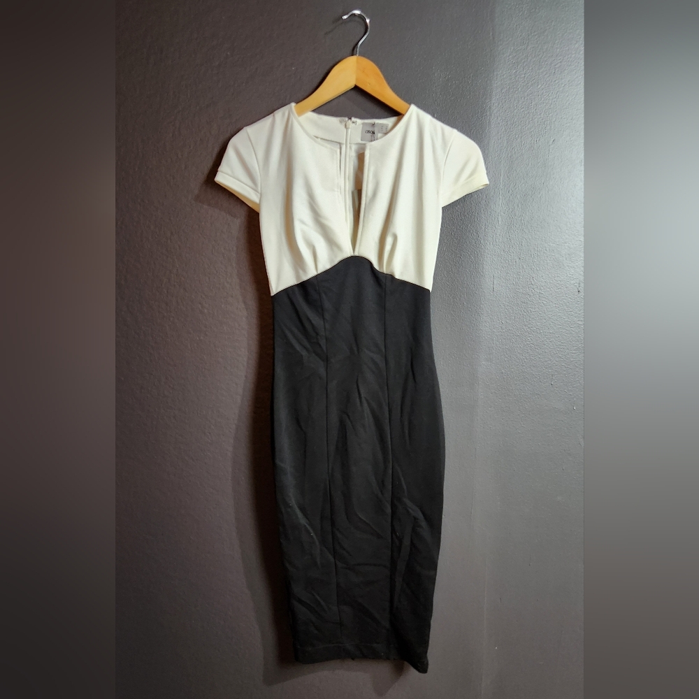 ASOS Sexy Pencil Dress In Color Block - Black/cream